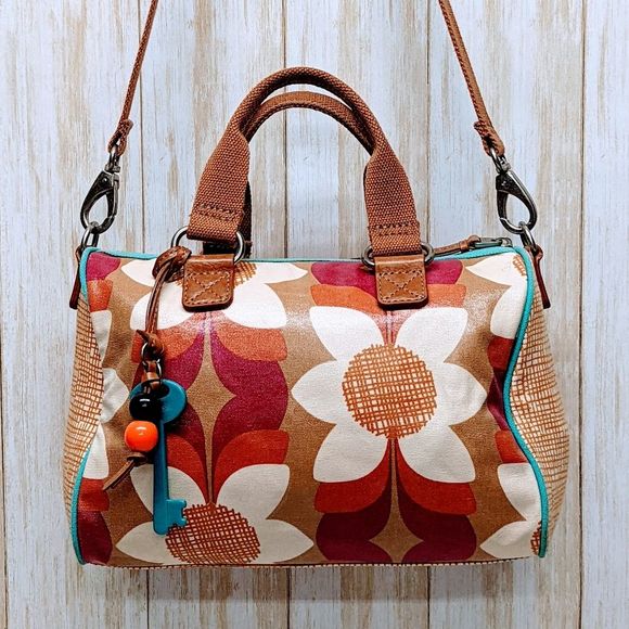 Fossil Handbags - FOSSIL | Keyper Coated Canvas Floral Satchel